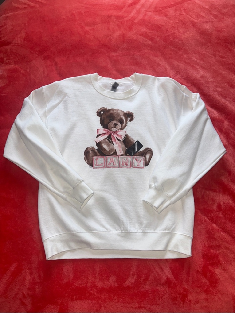 LANY White Teddy Bear Crewneck Size Large